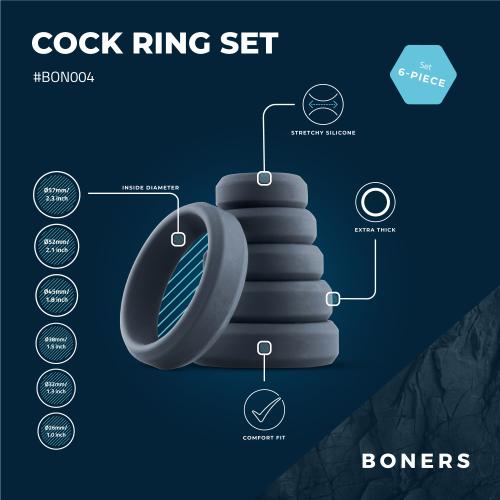 ערכת 6 טבעות פין | Boners Cock Ring Set